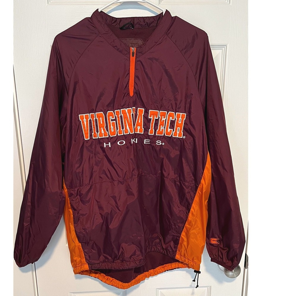 Colosseum Mens XL Virginia Tech Hokies Windbreaker Maroon Quarter Zip Pullover